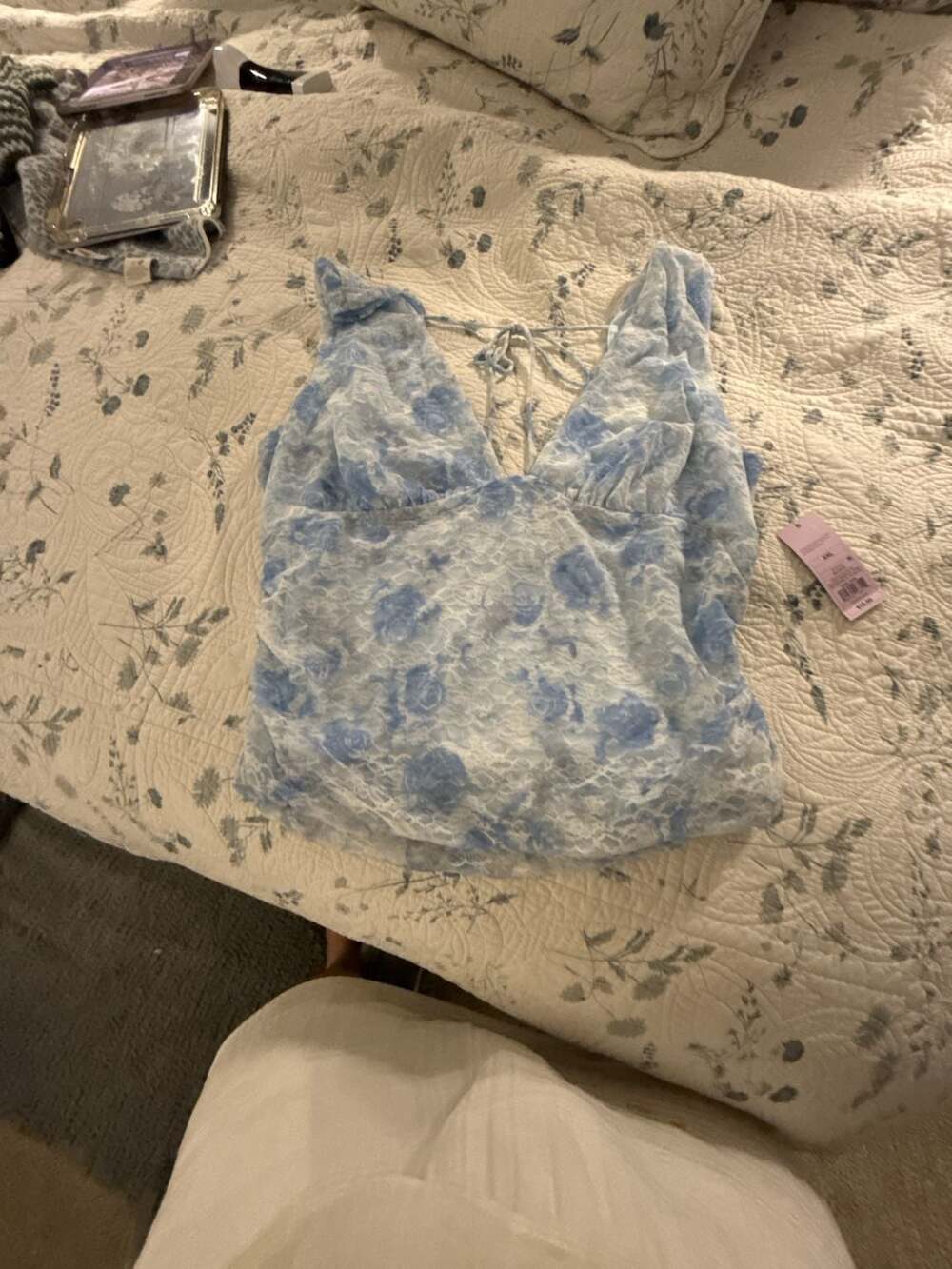 Wild Fable Blue Floral Lace Cami Top
